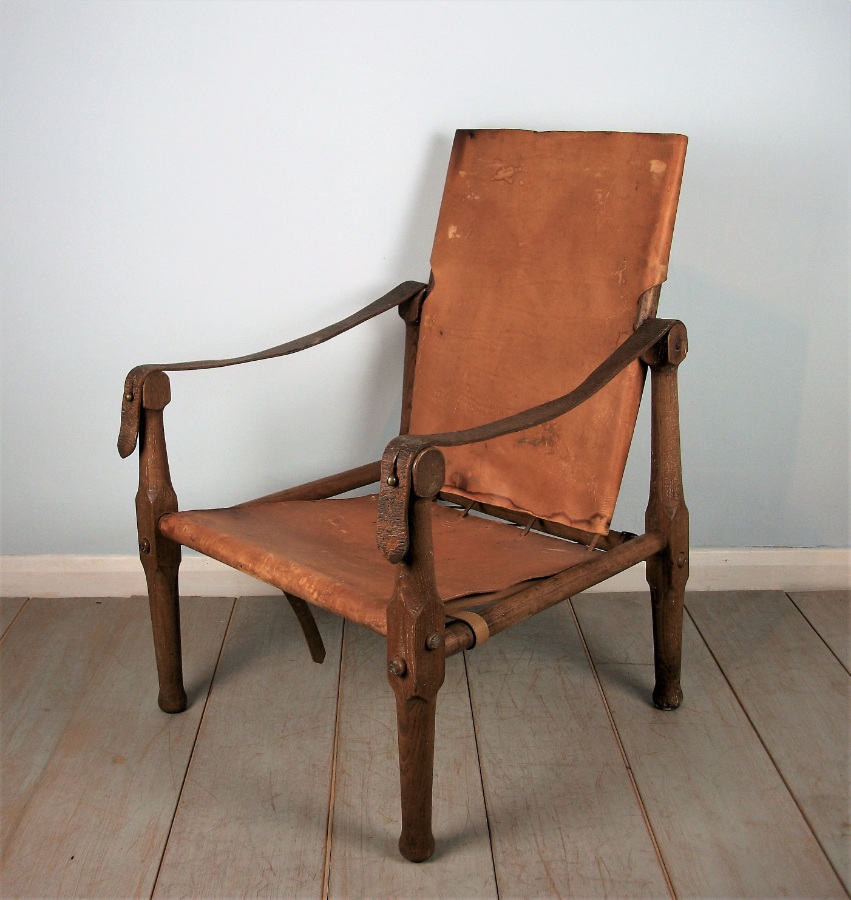 	English Oak Military Roorkhee Campaign Chair